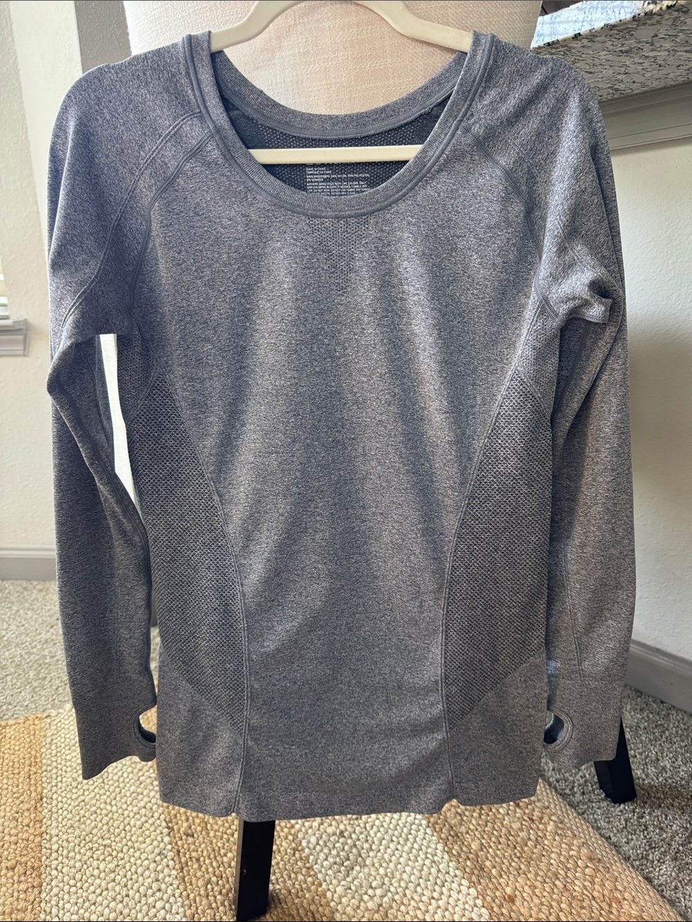 Zella Heather Charcoal Gray Long Sleeve Performance Top